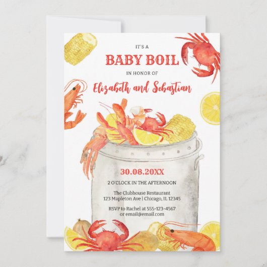 Crawfish Seafood Boil Baby Shower Invitation 招待状 (正面)