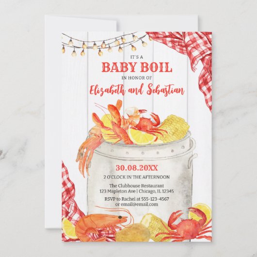 Crawfish Seafood Boil Baby Shower Invitation 招待状 (正面)