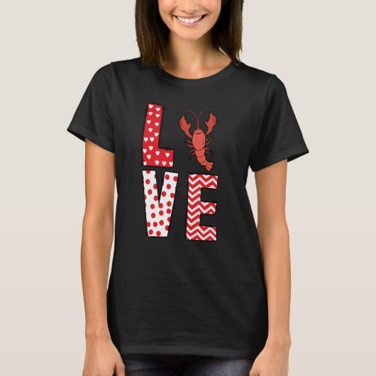 Crawfish Valentines Day Love Valentine Cute Hearts Tシャツ (正面)