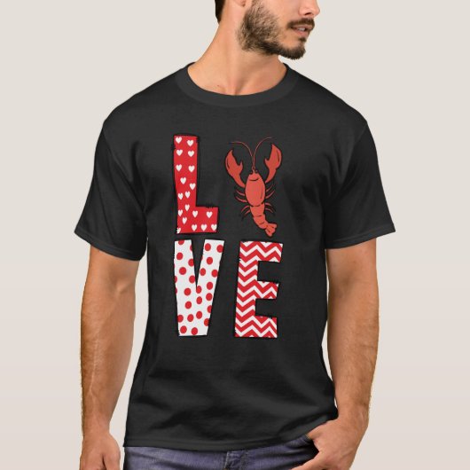 Crawfish Valentines Day Love Valentine Cute Hearts Tシャツ (正面)