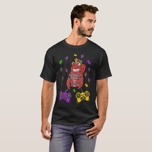 Crawfish Video Game Controller Mardi Gras  Gaming  Tシャツ (正面フル)