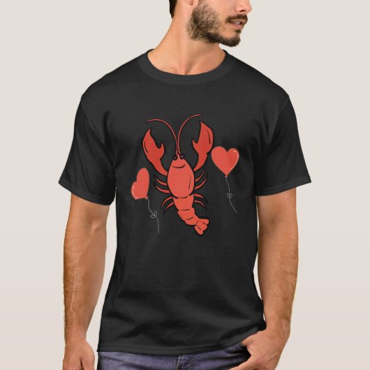 Crawfish With Heart Balloon Valentines Day Love Bo Tシャツ (正面)