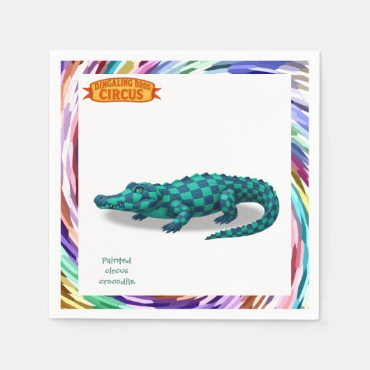 Crawford, painted circus crocodile スタンダードカクテルナプキン (正面)