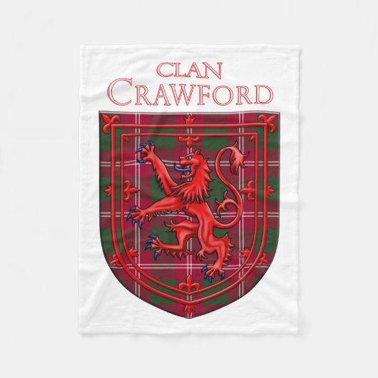 Crawford Tartan Scottish Plaid Lion Rampant フリースブランケット (正面)