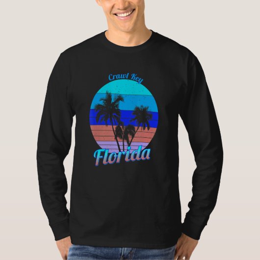 Crawl Key Florida Retro Tropical Palm Trees Vacati Tシャツ (正面)