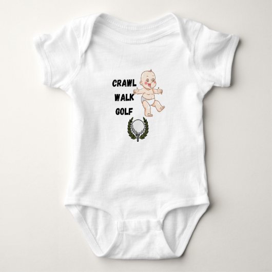 crawl walk golf golfer golfing baby bodysuit ベビーボディスーツ (正面)