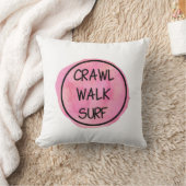 Crawl Walk Surf with Pink Design クッション (ブランケット)