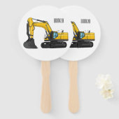 Crawler excavator cartoon illustration ハンドファン (正面&裏面)