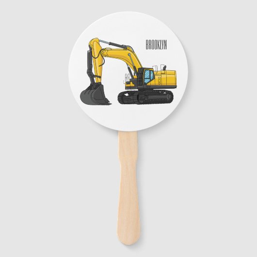 Crawler excavator cartoon illustration ハンドファン (正面)