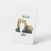 Crawler excavator cartoon illustration 台座サイン (正面)