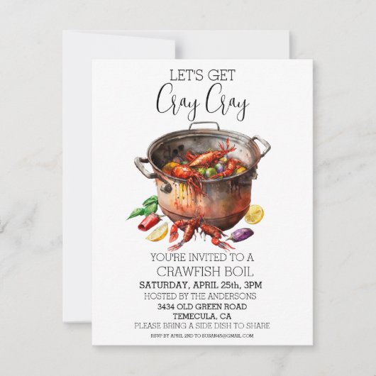 Crayクロウフィッシュを取得する魚介類を沸騰 招待状 (正面)
