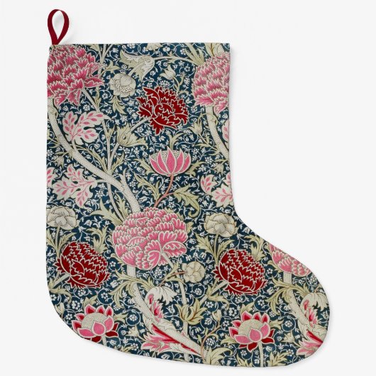 Crayパターン（William Morrisによる） ラージクリスマスストッキング (正面)