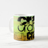 Cray; 鮮やかな緑、オレンジ、及び黄色 コーヒーマグカップ (正面左)