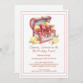 Crayfish & Lemon Treasure Chest Birthday  招待状 (正面/裏面)