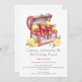 Crayfish & Lemon Treasure Chest Birthday 招待状 (正面/裏面)