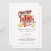 Crayfish & Lemon Treasure Chest Birthday  招待状 (正面/裏面)