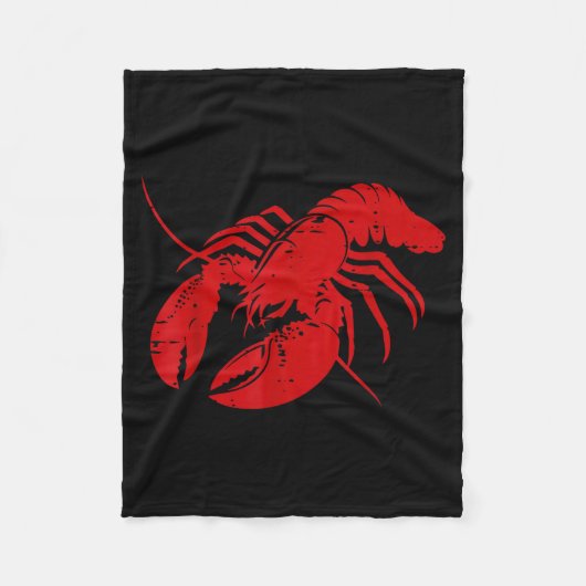Crayfish Lobster Red Silhouette Crawfish Men Women フリースブランケット (正面)