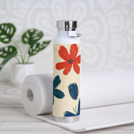 Crayon and Butterfly Flowers ウォーターボトル (ヨガ (回転後))