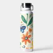 Crayon and Butterfly Flowers ウォーターボトル (背面)