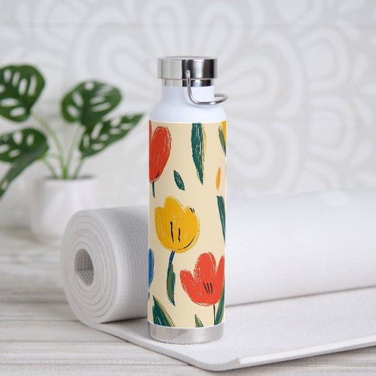 Crayon and Butterfly Flowers ウォーターボトル (ヨガ)