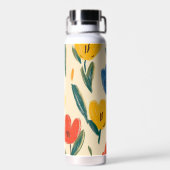 Crayon and Butterfly Flowers ウォーターボトル (背面)