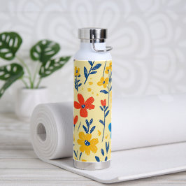 Crayon and Butterfly Flowers ウォーターボトル