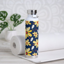 Crayon and Butterfly Flowers ウォーターボトル