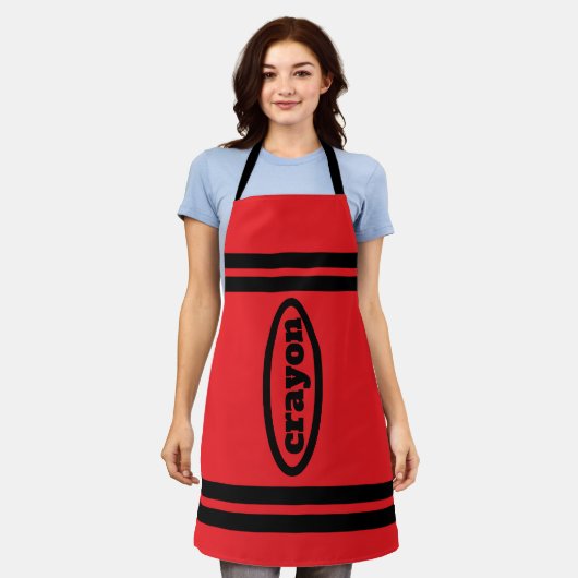 Crayon Apron Family & Group Costumes - Red エプロン (着用した状態)