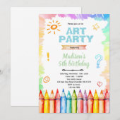 Crayon Art birthday Party Invitation 招待状 (正面/裏面)