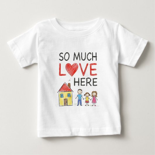 Crayon Drawing So Much Love Here Family T-Shirt ベビーTシャツ (正面)