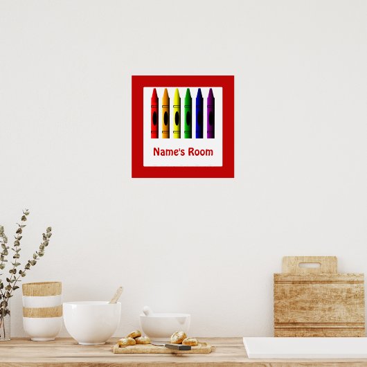 Crayon Kids Room Red Crayons Poster Template ポスター (キッチン)