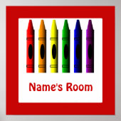Crayon Kids Room Red Crayons Poster Template ポスター (正面)