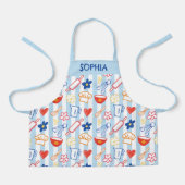 Crayon Kitchen Doodle Retro Cooking Pattern エプロン (正面)