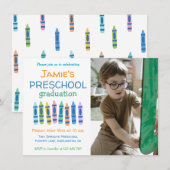Crayon Photo Preschool Graduation Invitation 招待状 (正面/裏面)