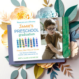 Crayon Photo Preschool Graduation Invitation 招待状