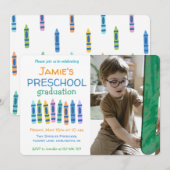 Crayon Photo Preschool Graduation Invitation 招待状 (正面/裏面)