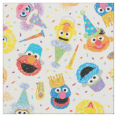 Crayon Sesame Pals Party Pattern ファブリック (クローズアップ)