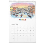 Crayon Style Travel Calendar Cover | Editable Year カレンダー (2月 2027)
