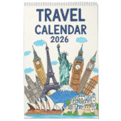 Crayon Style Travel Calendar Cover | Editable Year カレンダー (カバー)
