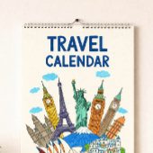 Crayon Style Travel Calendar Cover | Editable Year カレンダー
