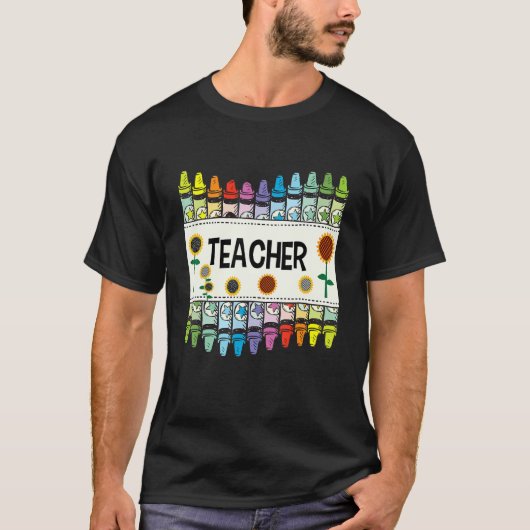 Crayons And Flower Teaching   Teacher Tシャツ (正面)