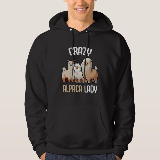 Crazy Alpaca Lady Women s Cute Alpaca Lama Zoo  2 パーカ (正面)