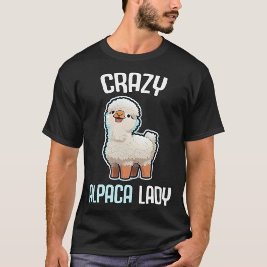 Crazy Alpaca Lady Women s Cute Alpaca Lama Zoo 4 Tシャツ (正面)