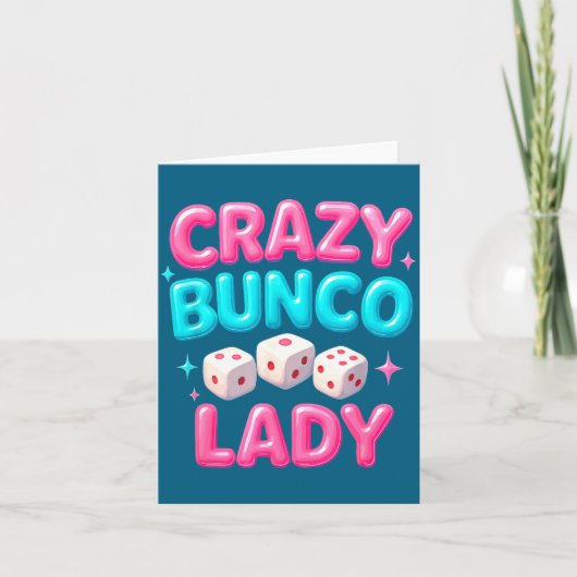 Crazy Bunco Lady Funny Bunco Dice Game Night Women カード (正面)