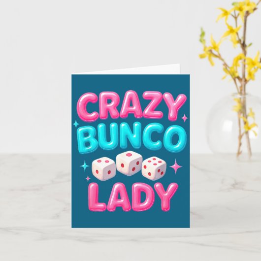 Crazy Bunco Lady Funny Bunco Dice Game Night Women カード (黄色い花)