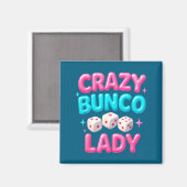 Crazy Bunco Lady Funny Bunco Dice Game Night Women マグネット (正面/裏面)