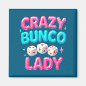 Crazy Bunco Lady Funny Bunco Dice Game Night Women マグネット (正面)