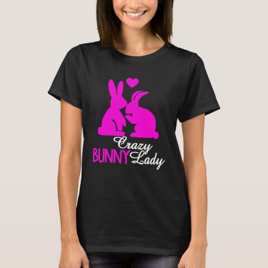 Crazy Bunny Lady Easter Day Women Girl Rabbit Tシャツ (正面)