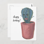 Crazy Cactus Lady 水彩画 HAPPY BIRTHDAY ポストカード (正面/裏面)
