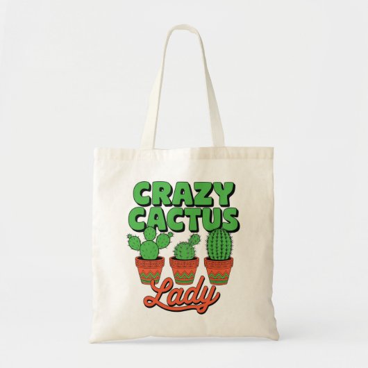 Crazy Cactus Lady – Plant Mom Gift トートバッグ (正面)
